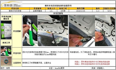 全新科鲁兹倒车补光灯安装与维护 SOP作业指导书